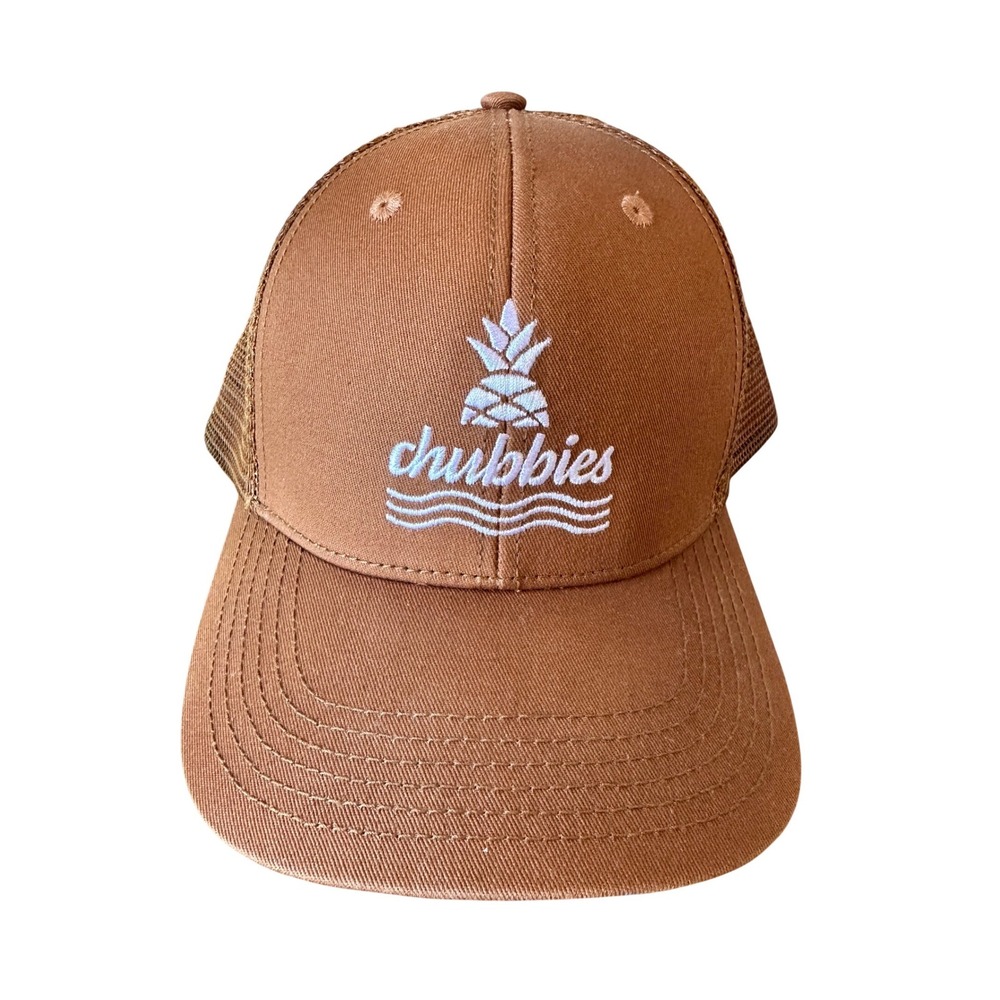 Chubbies‎ Trucker Hat Mens OS Brown Pineapple Logo Mesh Snapback Cap Hat